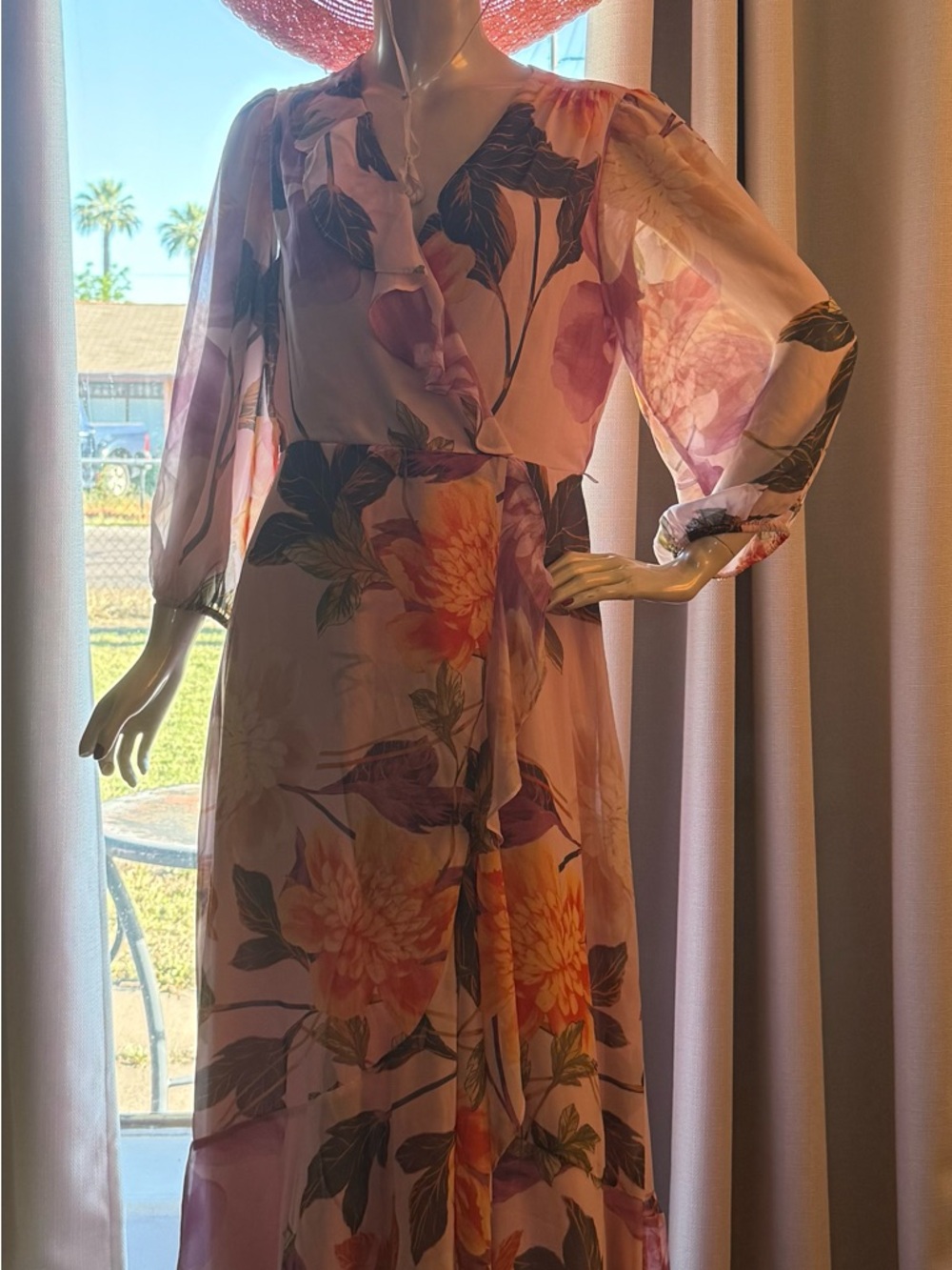 Derby Spring Summer Wedding Prom formal Floral Pink Long Maxi Dress